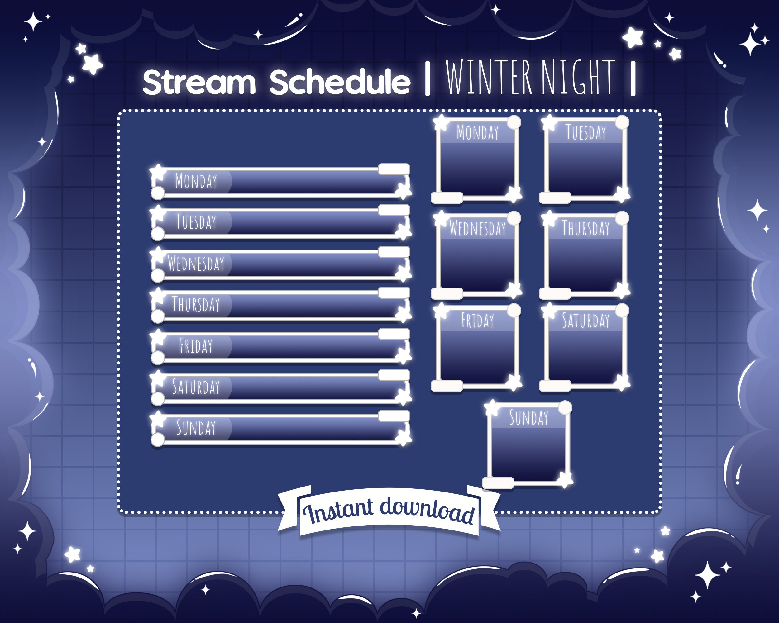 Stream Schedule winter Night Twitch Twitter - Etsy