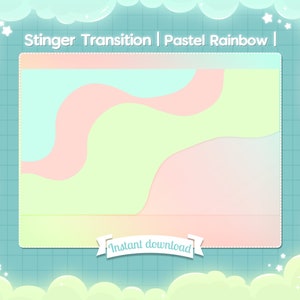 May include: A pastel rainbow stinger transition with a blue grid background and a white banner with the text "Instant download".