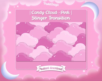 Stinger Transition "Candy Cloud" Pink - Stream - Twitch - Screen - Baby - Sparkle - Cute - Kawaii - Sky - Overlay - Pastel - Cotton - Fluffy