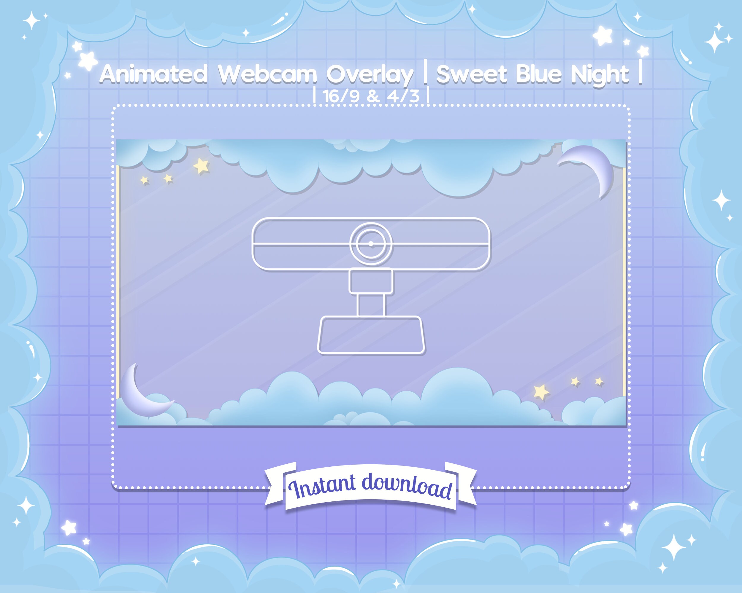 Animated Webcam Overlay sweet Blue Night 16/9 & - Etsy Sweden Animated Webcam Overlay sweet Blue Night 16/9 & - Etsy Sweden