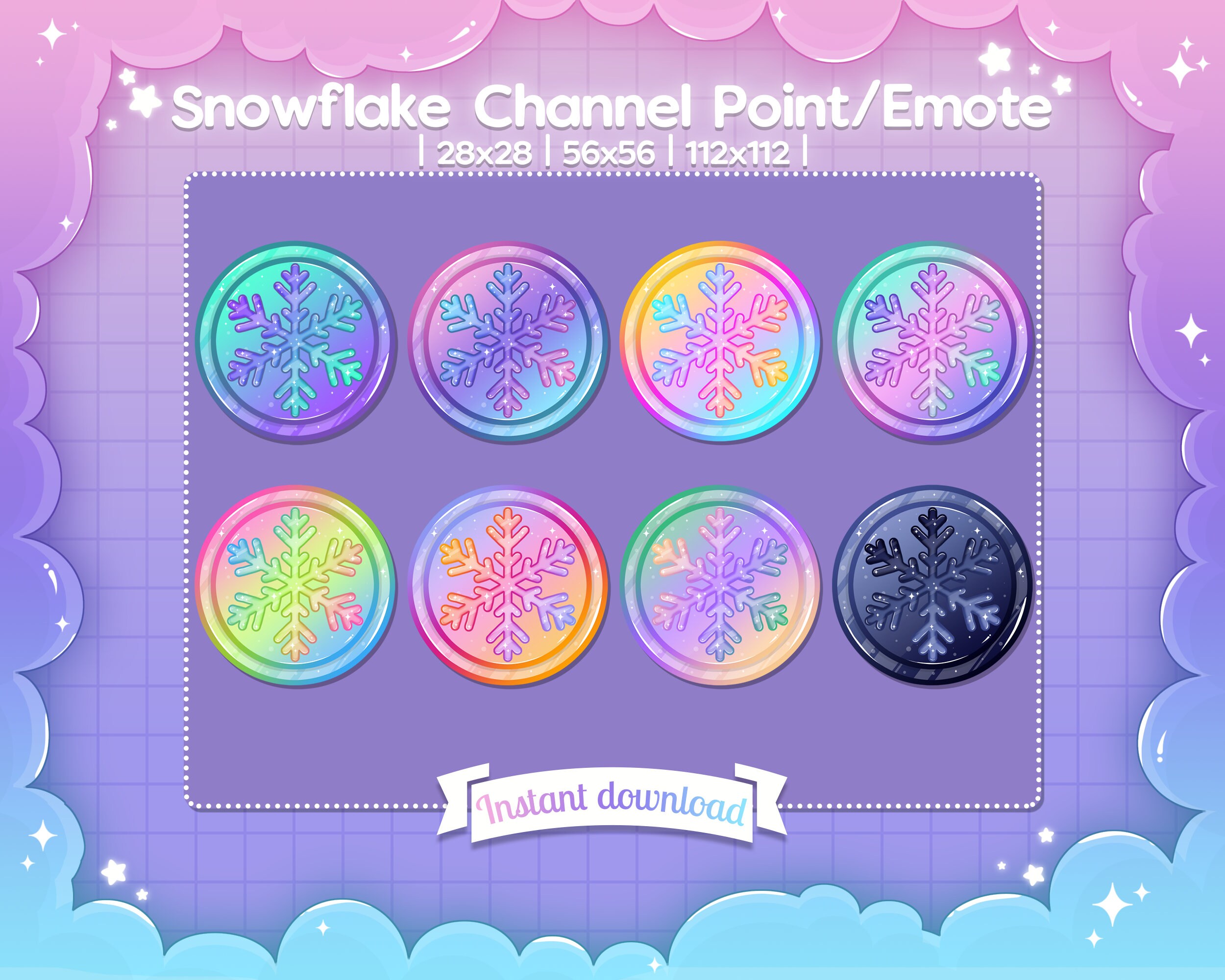 Coin / Emote "Snowflake" - Channel Point - Twitch - Discord - Streamer - Chrismas - Sky - Pastel - Cute - Sparkle - Kawaii - Snow - Winter