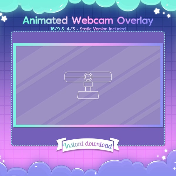 Animated "Magical Pastel" Webcam Overlay 16/9 & 4/3 - Twitch - Border - Aesthetic - Stream - Streamer - Cute - Simple - Kawaii - Graphics