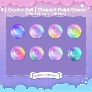 Coin / Emote &quot;Crystal Ball&quot; - Channel Point - Twitch - Discord - Streamer - Witch - Spooky - Marbles - Wizard - Magic - Sparkle - Rainbow