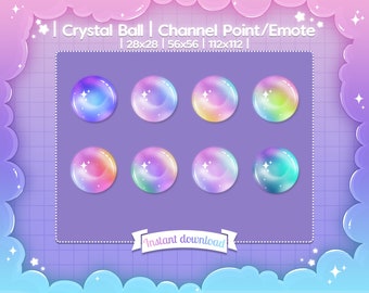 Coin / Emote &quot;Crystal Ball&quot; - Channel Point - Twitch - Discord - Streamer - Witch - Spooky - Marbles - Wizard - Magic - Sparkle - Rainbow