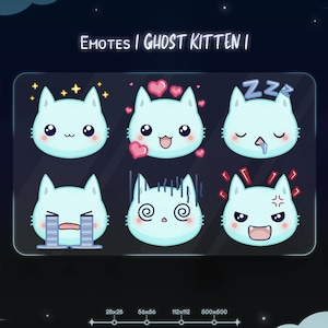Emotes &quot;Ghost Kitten&quot; - Halloween - Stream - Twitch - Kawaii - Cute - Goth - Horror - Creepy - Ghost  - Spooky - Horror - Cat - Kitty - Neko