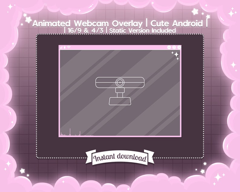 Animated cute Android Webcam Overlay 16/9 & 4/3 | Etsy