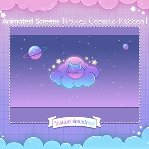 Animated Scene "pixel Cosmic Kitten" - Stream Overlay - Twitch - Pixel