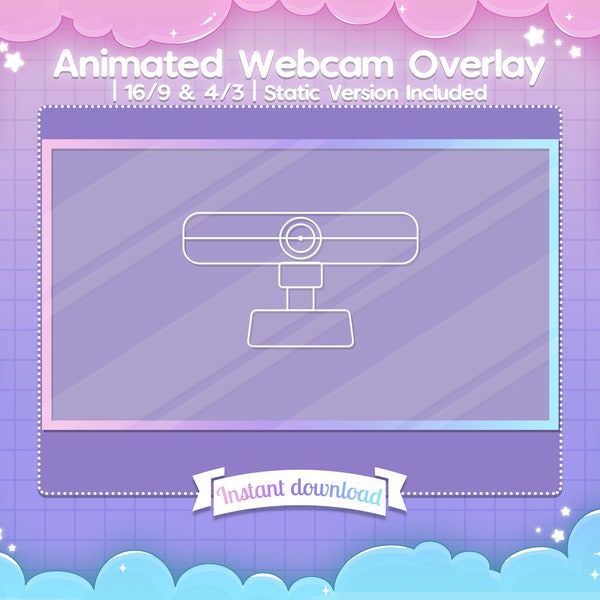 Animated Pastel Webcam Overlay 16/9 & 4/3 - Twitch - Youtube - Border - Aesthetic - Stream - Streamer - Cute - Simple - Kawaii - Graphics