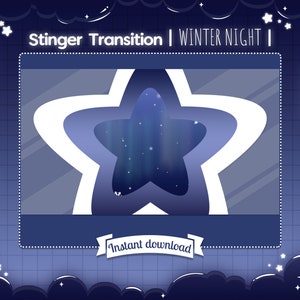 Stinger Transition "Winter Night" - Christmas - Twitch - Stream - Snowflake - Ice - Blizzard - Cloud - Celestial - Moon - Star - Kawaii