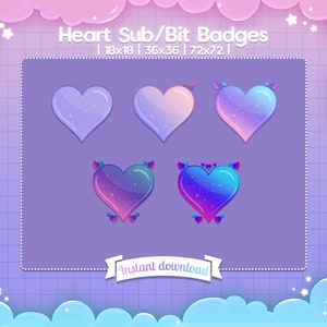 Heart Sub Badges - Twitch - Discord - Stream - Cloud - Pastel - Cute - Love - Friendship - Kawaii
