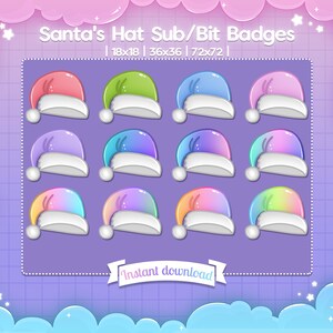Sub/Bit-märken "Tomtenhatt" - Twitch - Streamer - Discord - Vinter - Jul - Kläder - Tillgång - Is - Kawaii - Pastell - Pixie - Design