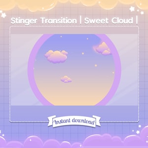 Stinger Transition "Cloud" - Stream - Twitch - Screen - Space - Cute - Kawaii - Sky - Overlay - Pastel - Moon - Girl - Star - Vtuber