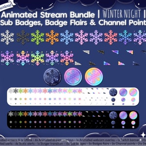 Animated Winter Night Complete Stream Bundle Package Twitch Overlay Christmas Holiday Snow Flake Cloud Celestial Star image 6