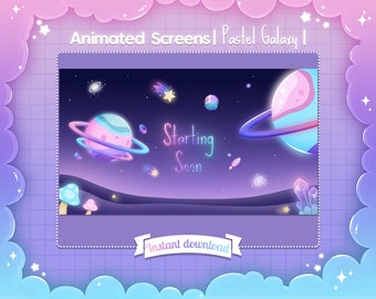 Animated Scenes"Pastel Galaxy" - Starting Soon Screen for Twitch, Youtube & Kick Stream
