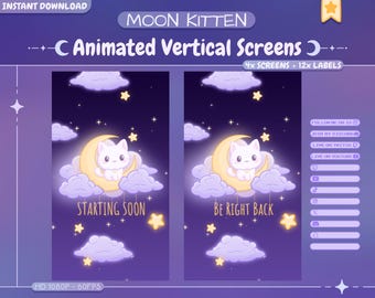 Animated “Moon Kitten” TikTok Starting Soon Screen - Cat Stream Package for Streamlabs & OBS