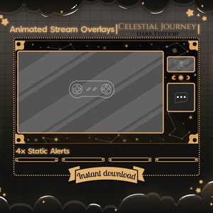 Animiertes Overlay „Celestial Journey – Dark Edition“ Ingame & Just Chatten – Twitch – Youtube – Stream – Sterne – Tierkreis – Himmelskarte – Buch