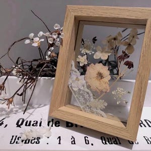 Pressed dry flowers and leaves with frame, customized design for you. Prefect gift. 10-20 pcs flowers