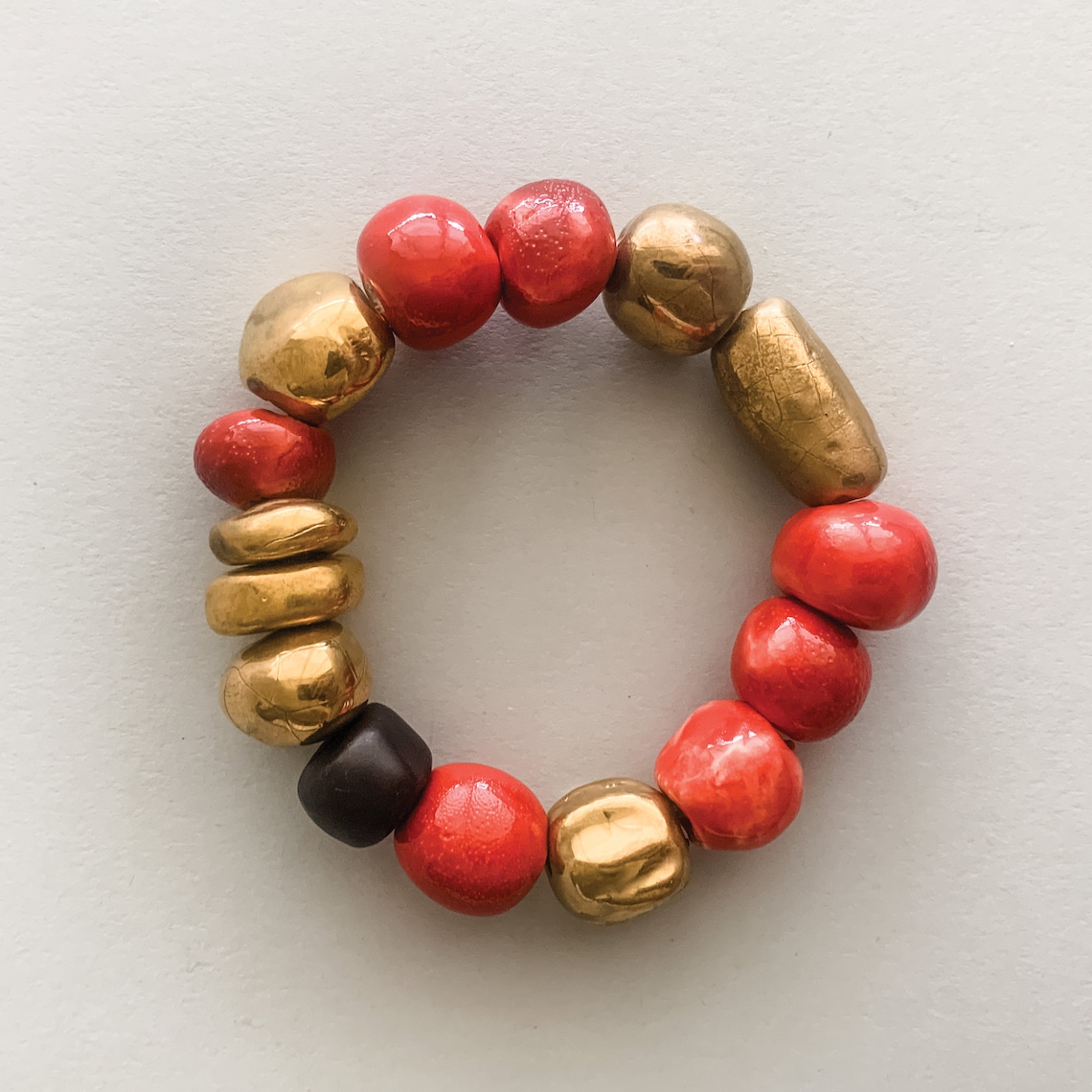 Pre Hispanic Collection Ceramic Chunky Red and Gold Bracelet Etsy