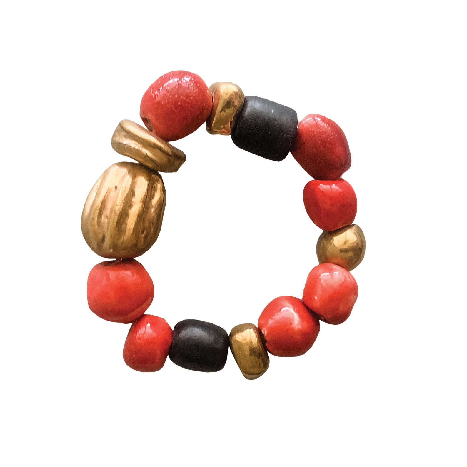 Pre Hispanic Collection Ceramic Chunky Red and Gold Bracelet Etsy
