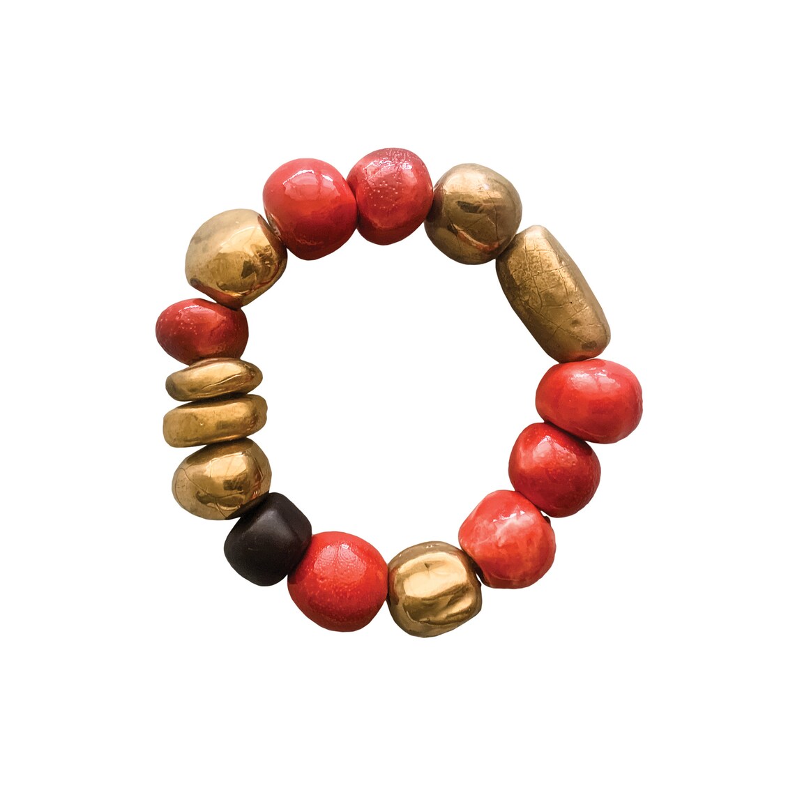Pre Hispanic Collection Ceramic Chunky Red and Gold Bracelet Etsy