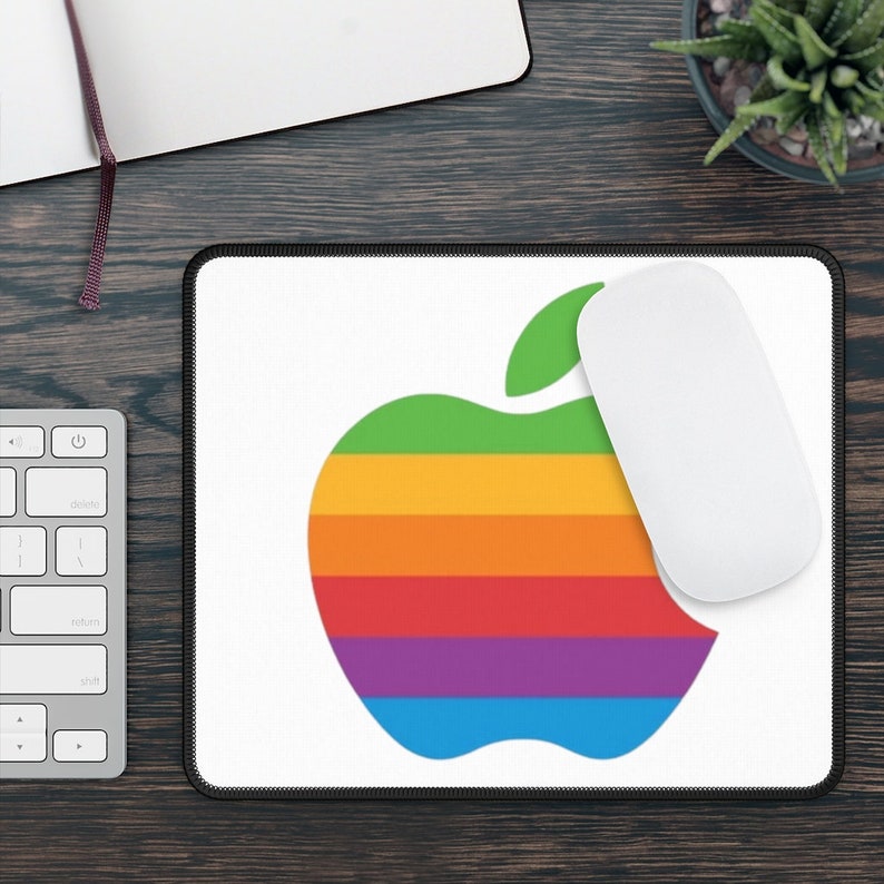 Retro Mousepad Apple Logo Mousepad Original Mouse Pad Etsy