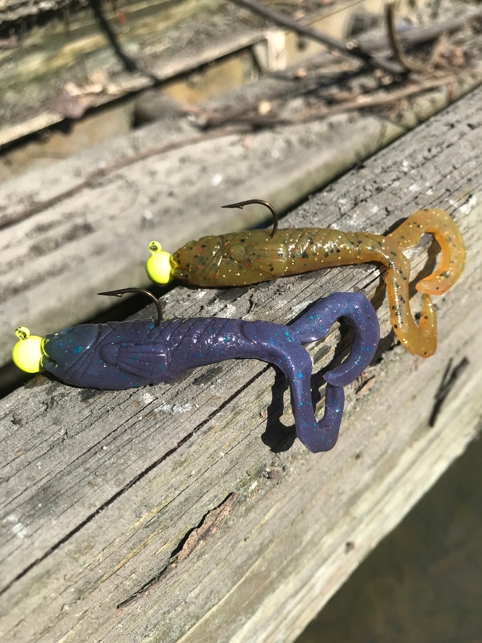 Twin Tail Grub Fish soft bait lure pre rigged jig head open Etsy
