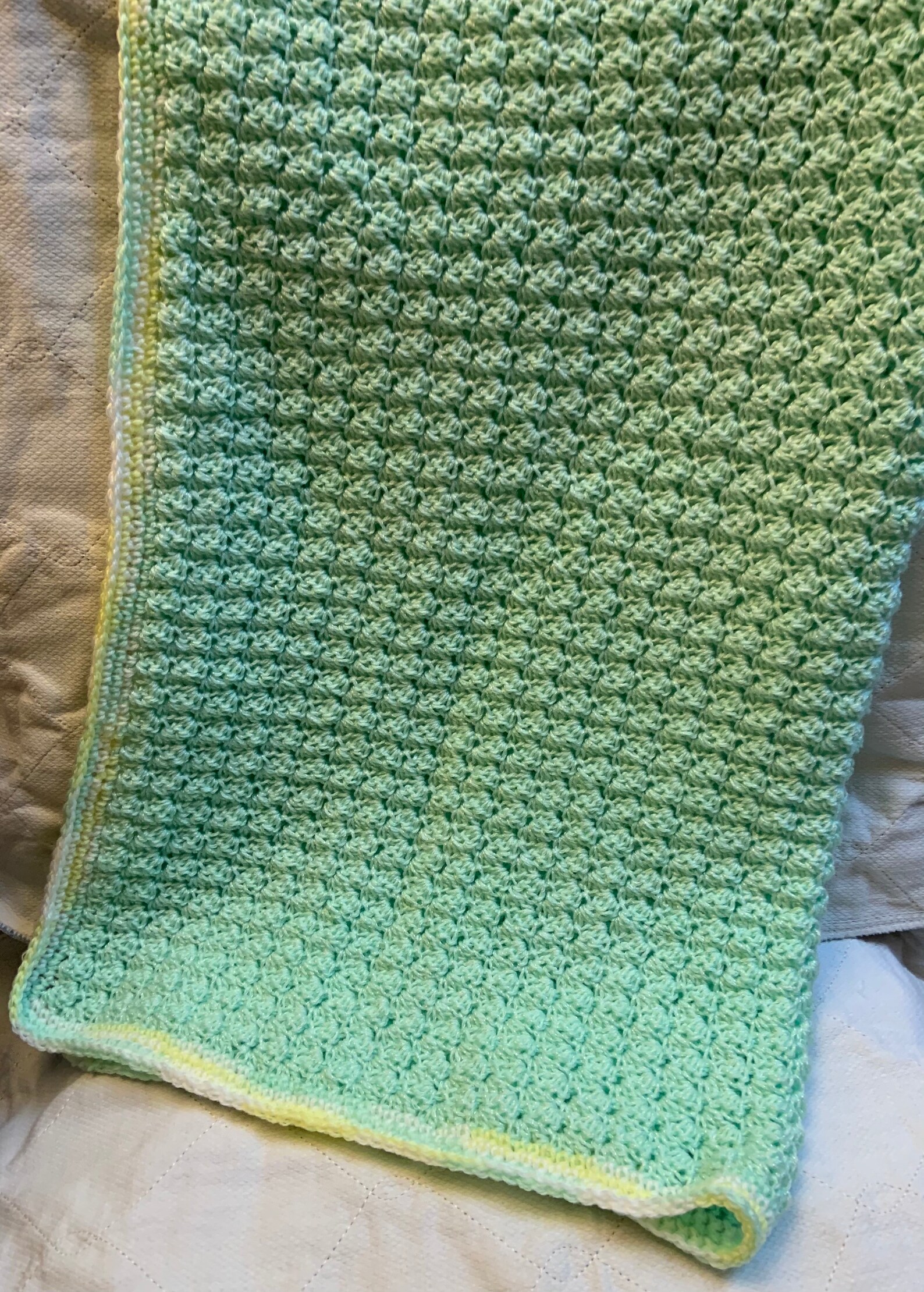 Hand Crocheted Light Green Baby Blanket Etsy