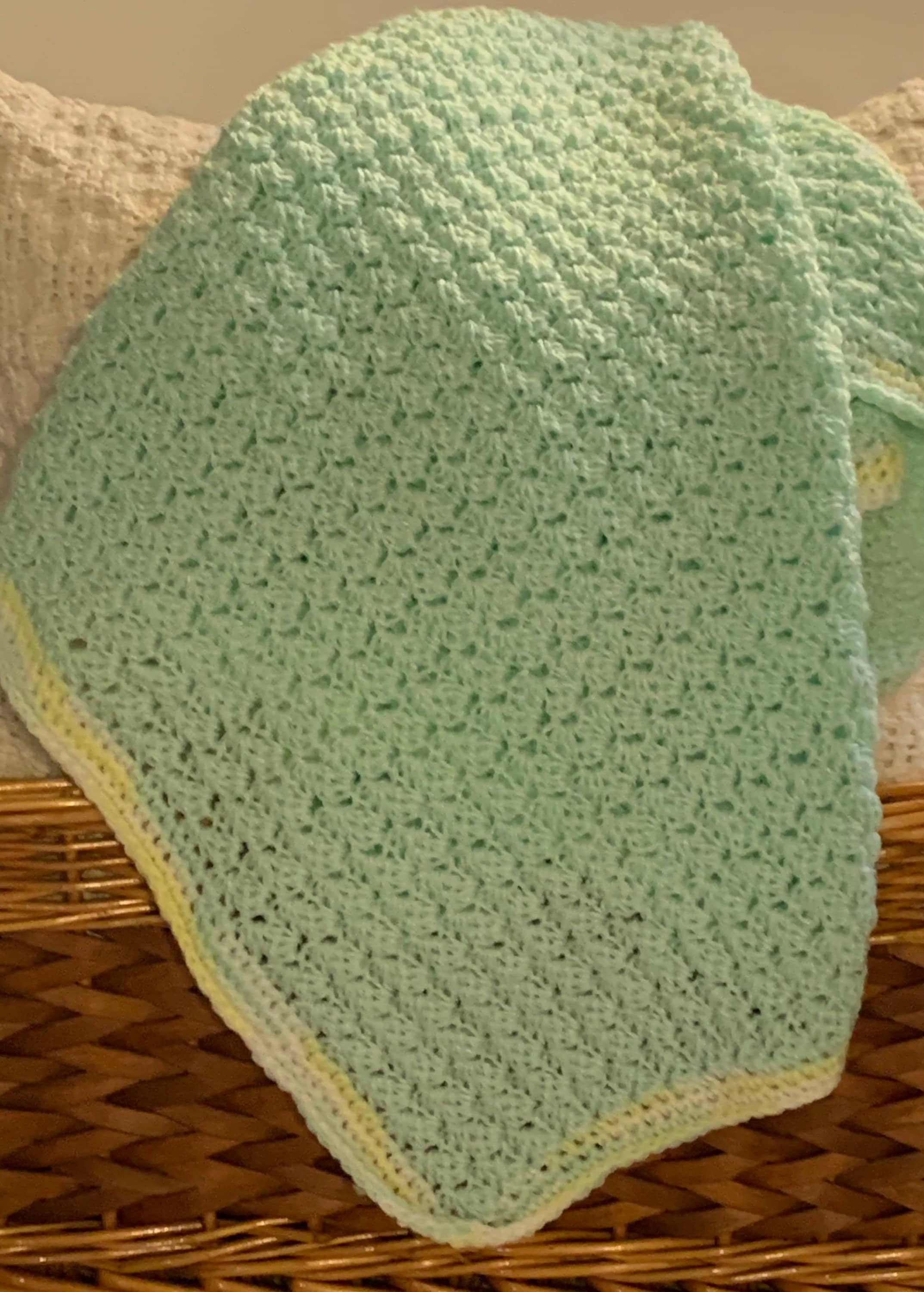 Hand Crocheted Light Green Baby Blanket Etsy