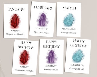 Birthstone Birthday Card, Crystal Greeting Card, 5x7 Card, Unique Birthday Card, Birth Month Gift, Classy Birthday Card