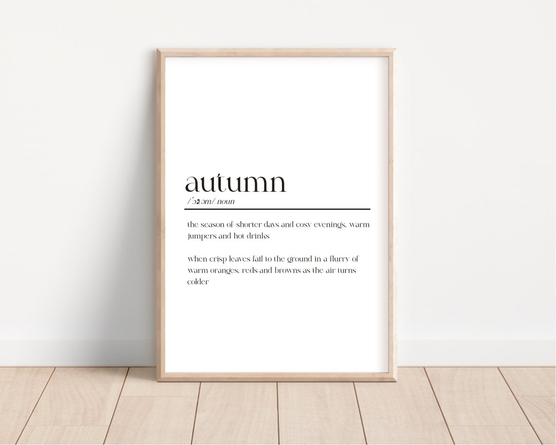 Autumn Definition Print - Minimalist Autumn Art - Fall Cosy Poster ...