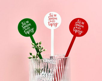 Christmas Cocktail Stirrers, Tis the Season to get Tipsy, Funny Christmas Party Decor, Holiday Party, Christmas Decor, Stir Sticks SCS001