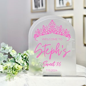 Sweet 16 Acrylic Welcome Sign, Welcome Sign Sweet Sixteen Party Decor, 16th Birthday Party CBS011