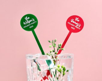 Holiday Party Custom Cocktail Stirrers, Merry Christmas, Christmas Party, Christmas Decor, Christmas Beverage Stir Sticks SCS006