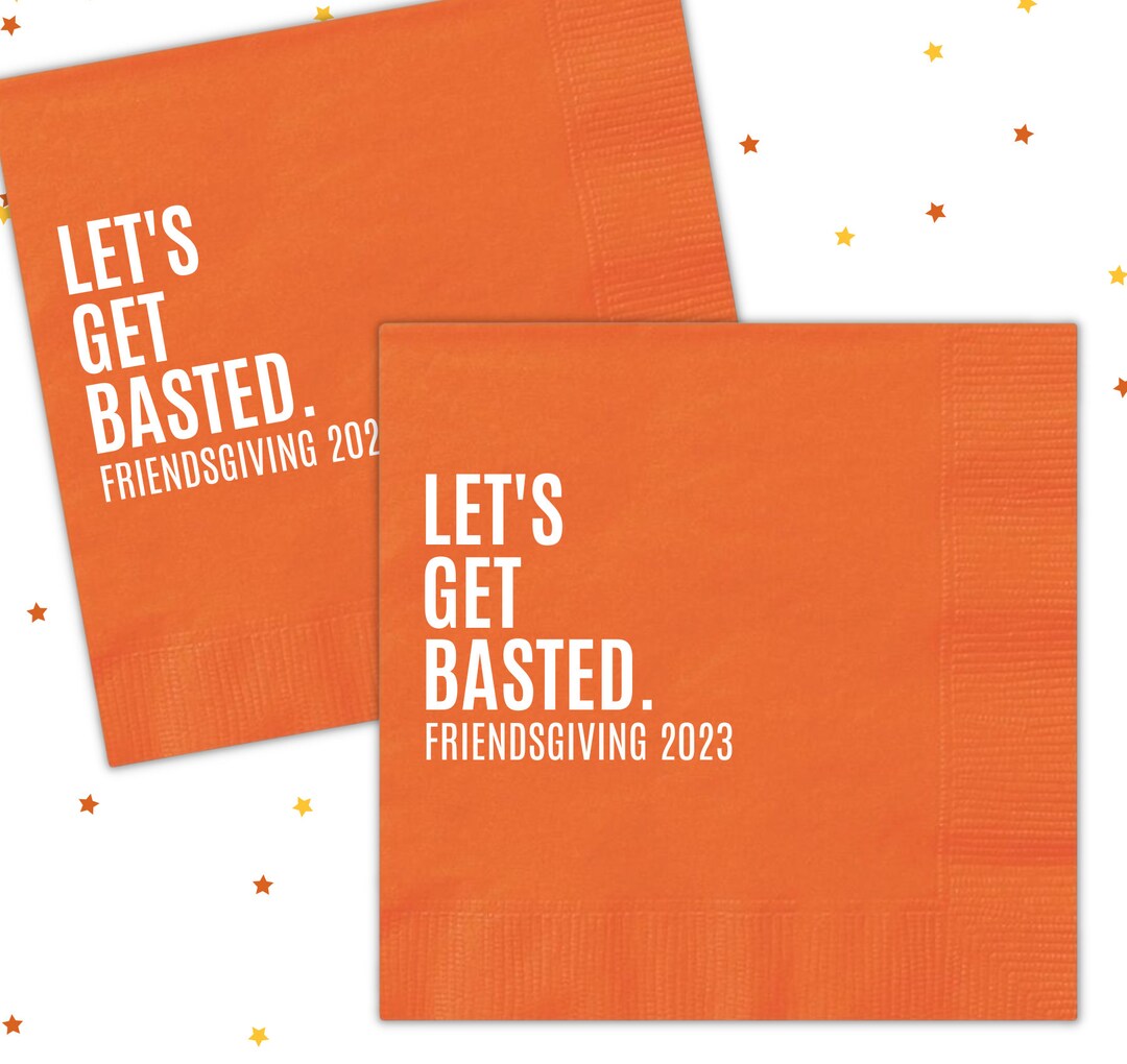 Friendsgiving Cocktail Napkins Thankful AF Thanksgiving Etsy