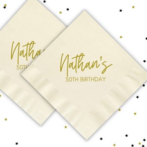 Custom Birthday Napkins, 30th Birthday Napkins, Foil Birthday Napkins, Custom Cocktail Napkins, Birthday Party Supplies, Bar Napkins, #CN004