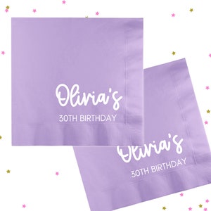 Custom Birthday Napkins, 30th Birthday Napkins, Foil Birthday Napkins, Custom Cocktail Napkins, Birthday Party Supplies, Bar Napkins, #CN038