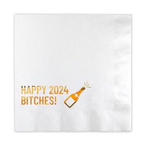 2024 New Year's Eve Party Napkins, Black and Gold NYE Napkins, Happy New Year Party decorations, New Year's Eve Decor, HAPPY 2024 SN008