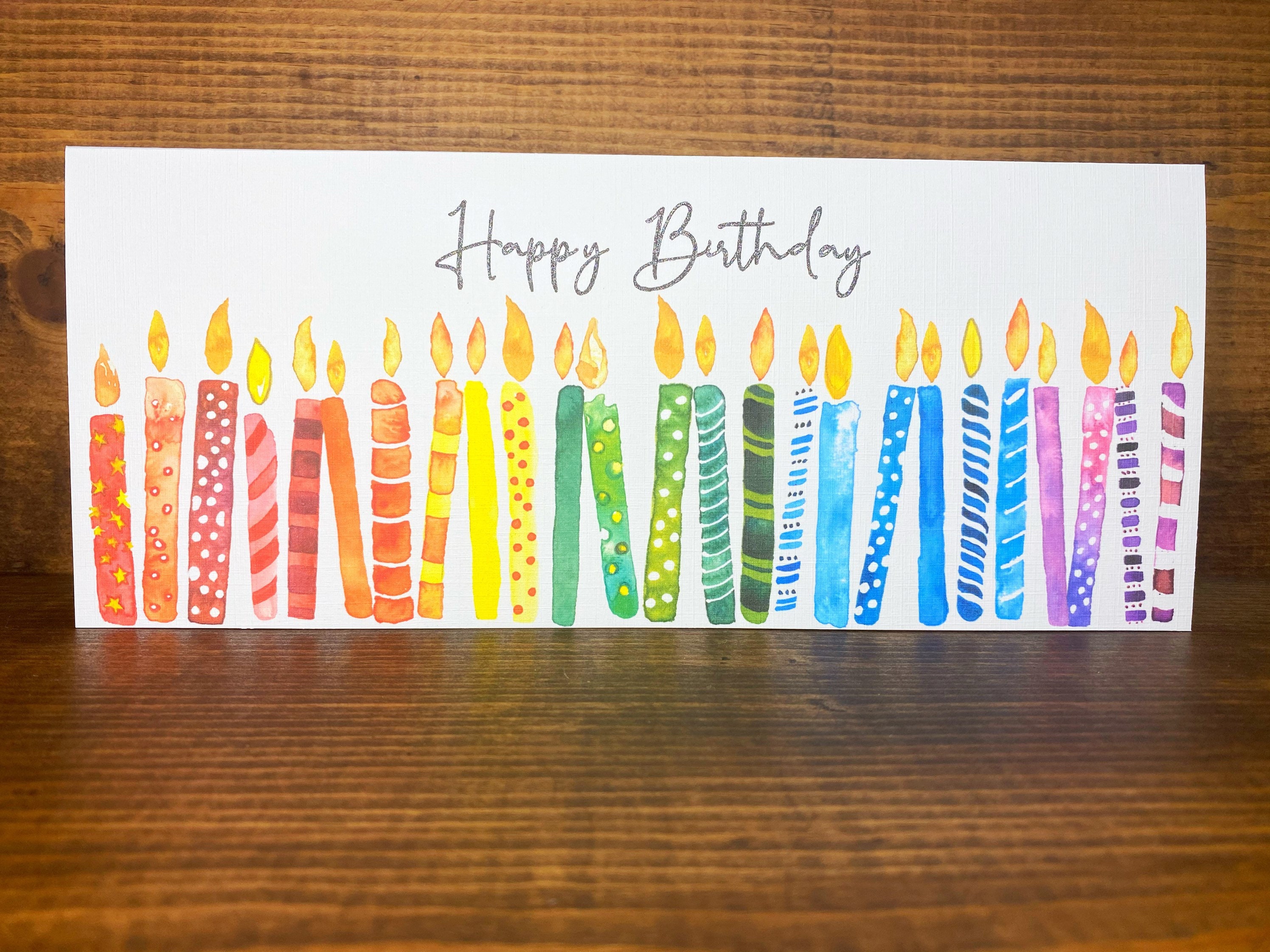 Birthday Candles Card Happy Birthday Card confetti Birthday Etsy