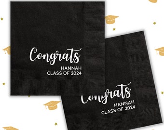 2024 Graduation Party Napkins, Personalized Graduation Beverage Napkins, Class of 2024, Graduation Cocktail Napkins, College Grad #CN018