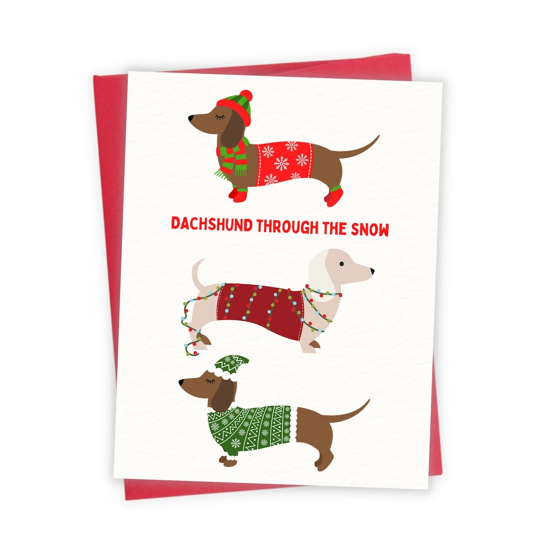 Dachshund Christmas Card, Dachshund Holiday Card, Weiner Dog Holiday