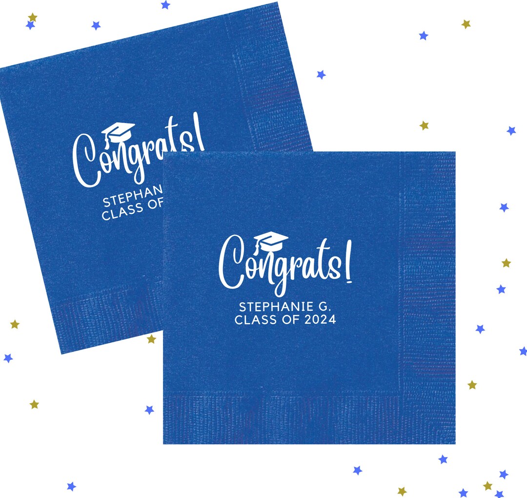 Custom Graduation Napkins, Class of 2024, Graduation Party, Class of 2025, Cocktail Napkins