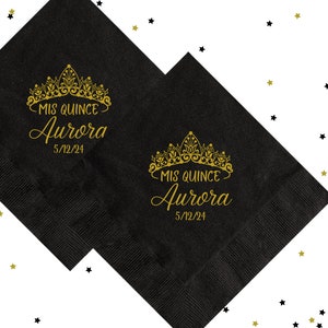 Mis Quince Anos Napkins, Quinceañera Napkins, Mis XV Personalized Cocktail Napkins, Quinceanera Servilletas #ZS016