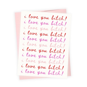 I love you bitch card, Galentines Day, Happy Valentines, Love Card for Friend, Galentine&#39;s Day, Girlfriend Card, Card for Lady Friend SGC049