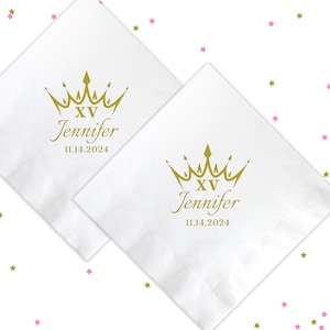 Mis Quince Anos Napkins, Quinceañera Napkins, Mis XV Personalized Cocktail Napkins, Quinceanera Servilletas #CN036