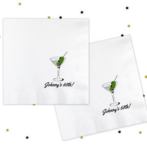 Custom Birthday Napkins, 30th Birthday Napkins, Martini Napkins, Custom Cocktail Napkins, Birthday Party Supplies, Bar Napkins, #CN057