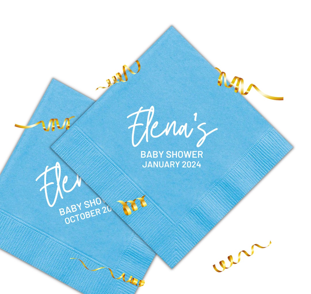 Custom Baby Shower Napkins, Baby Shower Supplies, Baby Shower Decorations, Baby Girl, Gender