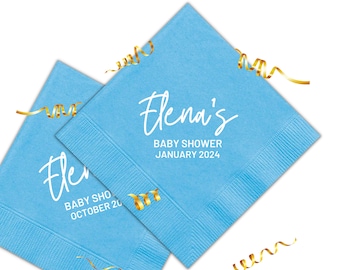 Custom Baby Shower Napkins, Baby Shower Supplies, Baby Shower Decorations, Baby Girl, Gender Reveal Party, Gender Neutral Baby Shower #CN029