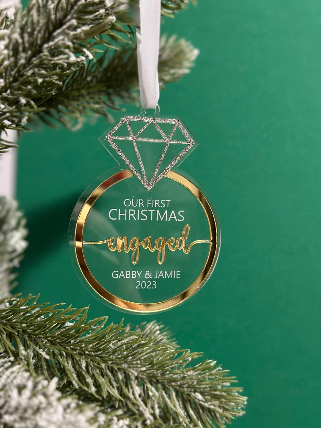 Engagement Ornament, First Christmas Engaged Ornament, Couple Wedding