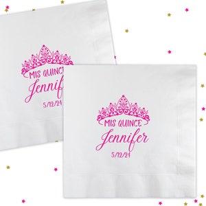 Mis Quince Anos Napkins, Quinceañera Napkins, Mis XV Personalized Cocktail Napkins, Quinceanera Servilletas #ZS016