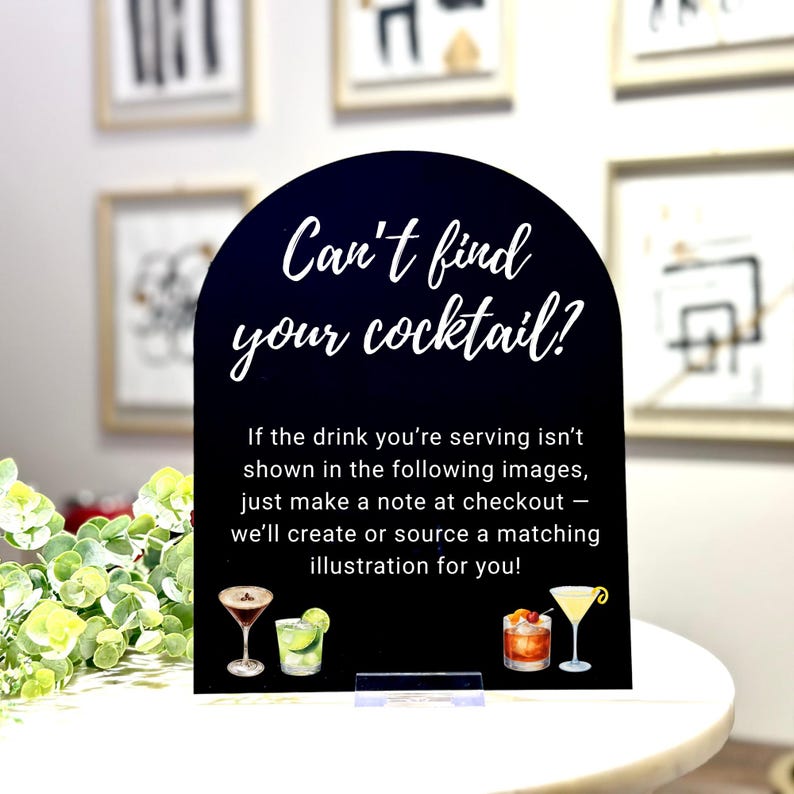Custom Signature Cocktail Sign, Wedding Drink Sign, Birthday Party, Personalized Drink Menu CBS002.1 image 5